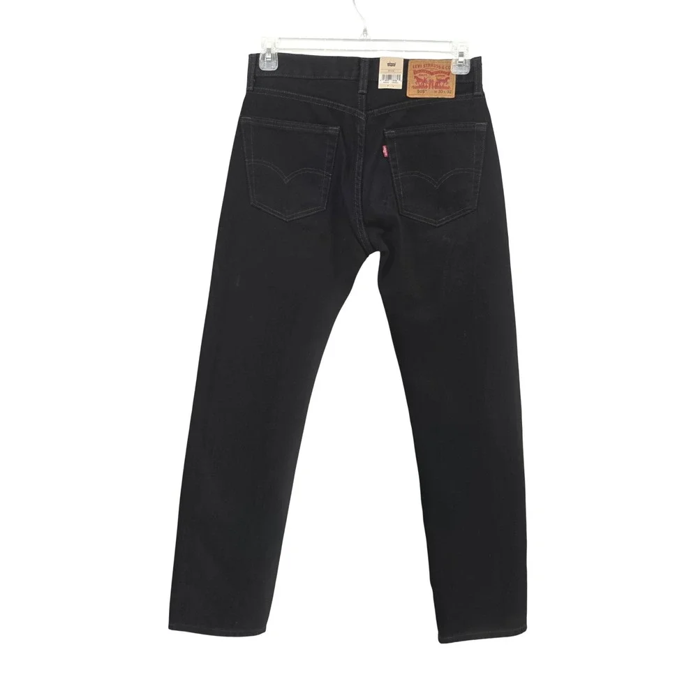 Levi's 505 Regular Fit Straight Leg Mens Black Jeans 30x32 NWT